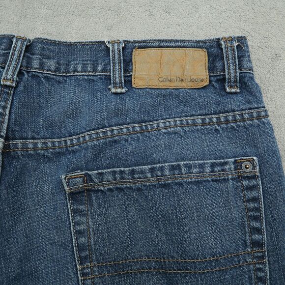 Calvin Klein Jeans Mens Size 36x35 Blue Relaxed Straight Rigid Denim Stone Wash - Picture 10 of 16